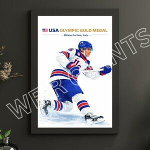 USA Hockey Gold Medal 11x17 Poster Milano Cortina Italy Team USA Ice HocKkey
